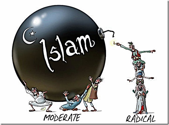 Moderates hold Islam bomb - Radicals lite Fuse